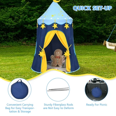 Costway Kids Foldable Pop Up Play Tent W/ Star Lights Carry Bag Indoor Outdoor - Image 6