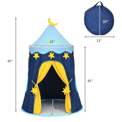Costway Kids Foldable Pop Up Play Tent W/ Star Lights Carry Bag Indoor Outdoor