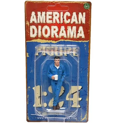 Mechanic Larry Taking Break Figurine For 1/24 Scale Models By American Diorama - Image 2