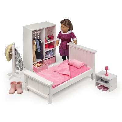Bedroom Furniture Set For 18" Dolls - White/Pink - Image 4