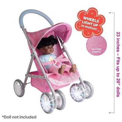 Adora Baby Doll Stroller Glam Glitter Medium Shade Stroller, Sparkly & Glittery, Fits Dolls Up To 20 Inches - Image 4