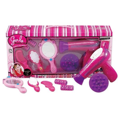 Link Worldwide Beauty Salon Fashion Play Set With Hairdryer, Mirror, And Accessories Pretend Play Toys - Pink