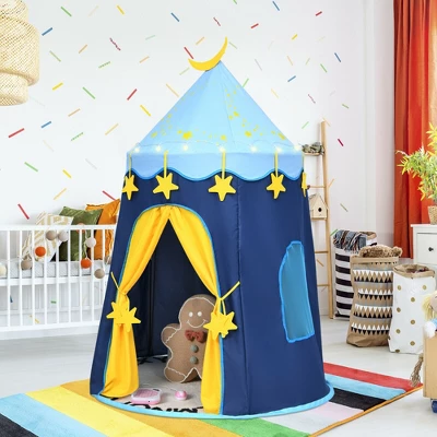 Costway Kids Foldable Pop Up Play Tent W/ Star Lights Carry Bag Indoor Outdoor - Image 3