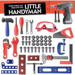 76 Pcs Kids Tool Bench Set, Foldable Toddler Tool Set With Electronic Play Drill, STEM Educational Toy Pretend Play Construction Work Shop - Play22usa