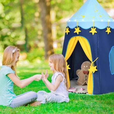 Costway Kids Foldable Pop Up Play Tent W/ Star Lights Carry Bag Indoor Outdoor - Image 4