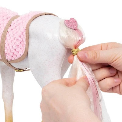 Our Generation 12" Hair Play Foal - Glitter & Hearts Andalusian Horse In White - Image 4