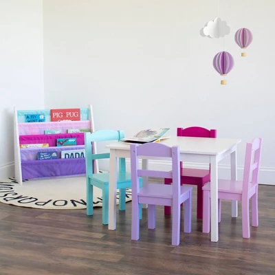 5pc Forever Kids' Wood Table And 4 Chair Set White - Humble Crew - Image 3