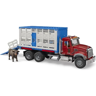 Bruder 02830 Mack Granite Cattle Transportation Truck With 1 Cattle - Image 3