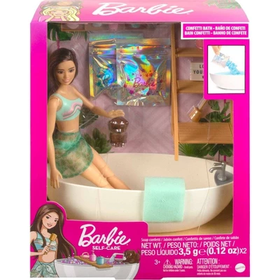 Barbie Doll & Bathtub Playset - Confetti Soap & Accessories - Brunette - Image 5