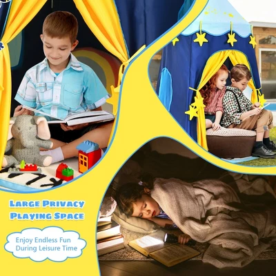 Costway Kids Foldable Pop Up Play Tent W/ Star Lights Carry Bag Indoor Outdoor - Image 8