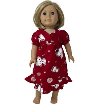 Doll Clothes Superstore Size 4 Matching Girl And Doll Red Kitty Nightgowns - Image 3