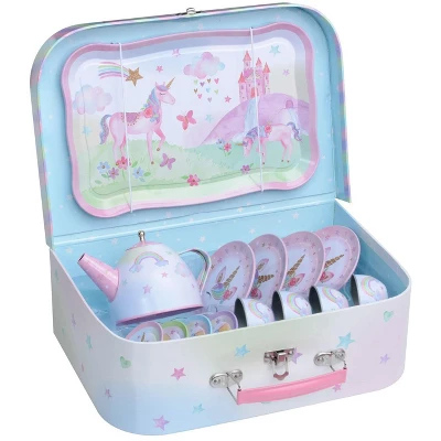 Jewelkeeper Tin Tea Set & Carrying Case - Unicorn Design - 15 Piece - Image 2