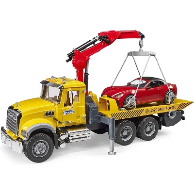 Bruder Mack Granite Tow Truck With Bruder Roadster - Image 2