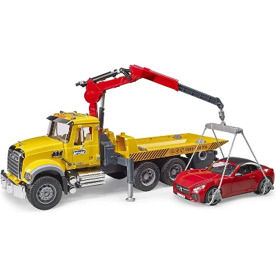 Bruder Mack Granite Tow Truck With Bruder Roadster - Image 4
