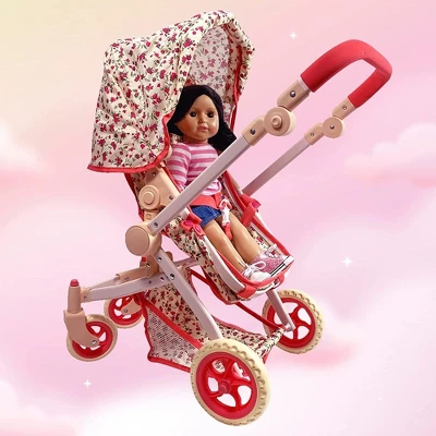 The New York Doll Collection Convertible Combo Baby Doll Stroller Floral - Image 5
