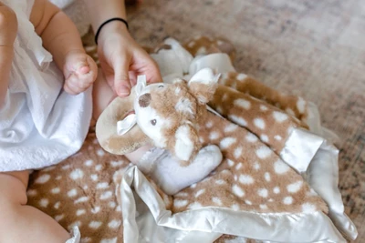 Bearington Lil Willow Lovie Blanket: 15 Tall Fawn Blanket Plush For Infants - Image 4