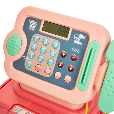 Toy Time Pretend Play Grocery Store Cash Register 30-Piece Playset - Pink - Image 2