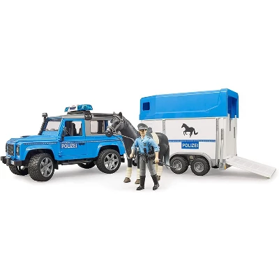 Bruder Land Rover Police With Horse Trailer And Police Man, With Light & Sound Module - Image 2