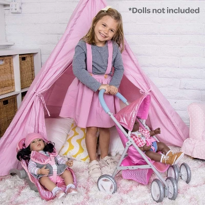 Adora Baby Doll Stroller Glam Glitter Medium Shade Stroller, Sparkly & Glittery, Fits Dolls Up To 20 Inches