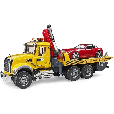 Bruder Mack Granite Tow Truck With Bruder Roadster - Image 5