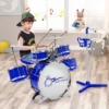 Costway Jazz Drum Set For Toddler Kids Educational Toy W/Keyboard Cymbal Microphone