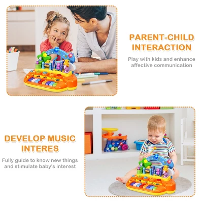 Costway Kids Rainbow Piano Keyboard 8 Keys Music Toy Gift W/ Animal Playground LED Light - Image 8