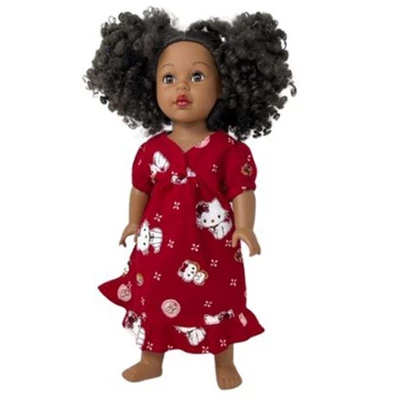 Doll Clothes Superstore Size 4 Matching Girl And Doll Red Kitty Nightgowns - Image 2