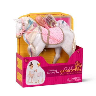Our Generation 12" Hair Play Foal - Glitter & Hearts Andalusian Horse In White - Image 6