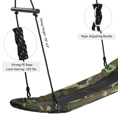 Costway Saucer Tree Swing Surf Kids Outdoor Adjustable Swing Set W/ Handle - Image 7