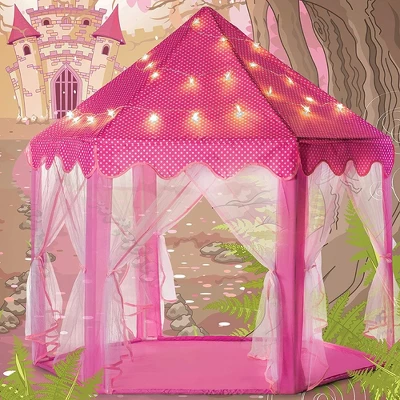 Large Playhouse Tent - Princess Castle Pink With Star Lights And Carry Bag - Play22USA - Image 3