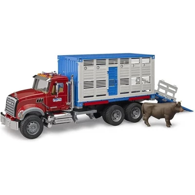 Bruder 02830 Mack Granite Cattle Transportation Truck With 1 Cattle - Image 2