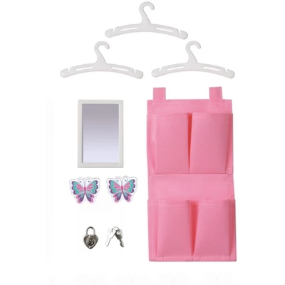 Badger Basket School Style Single Doll Locker Set With Bench, Rug And Accessories - Purple/Pink - Image 5