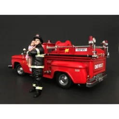 Firefighter Saving Life With Baby Figurine / Figure For 1:24 Models By American Diorama