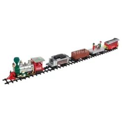 Northlight 35pc Silver And Red Battery Operated Lighted And Animated Classic Train Set With Sound