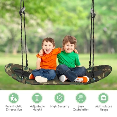 Costway Saucer Tree Swing Surf Kids Outdoor Adjustable Swing Set W/ Handle - Image 4