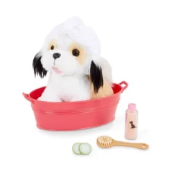 Our Generation Spa Day Pup Posable 6" Shih Tzu Pet Accessory Set