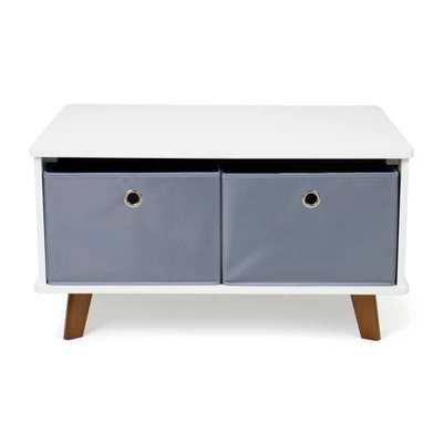 Morgan Mid-Century Kids' Activity Table With Fabric Storage Bins White/Gray - Humble Crew