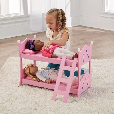 Badger Basket Blossoms & Butterflies Doll Bunk Beds With Ladder - Image 2