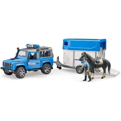 Bruder Land Rover Police With Horse Trailer And Police Man, With Light & Sound Module - Image 4
