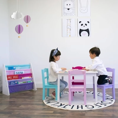 5pc Forever Kids' Wood Table And 4 Chair Set White - Humble Crew - Image 4