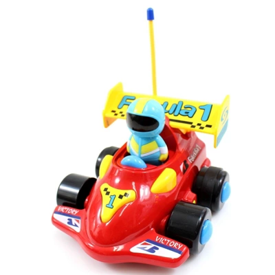 Insten Remote Control Cartoon Race Formula Car With Music, Lights & Action Figure, RC Toys For Kids, 4" Red - Image 2