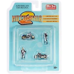 "Motomania 2" 4 Piece Diecast Set (2 Figurines And 2 Motorcycles) For 1/64 Scale Models By American Diorama